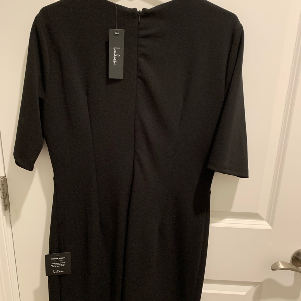 Lulus faux wrap dress black nwt xl knit